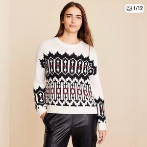 NWOT LOFT LOU & GREY Fair Isle Slouchy Warm Sweater Sz XL